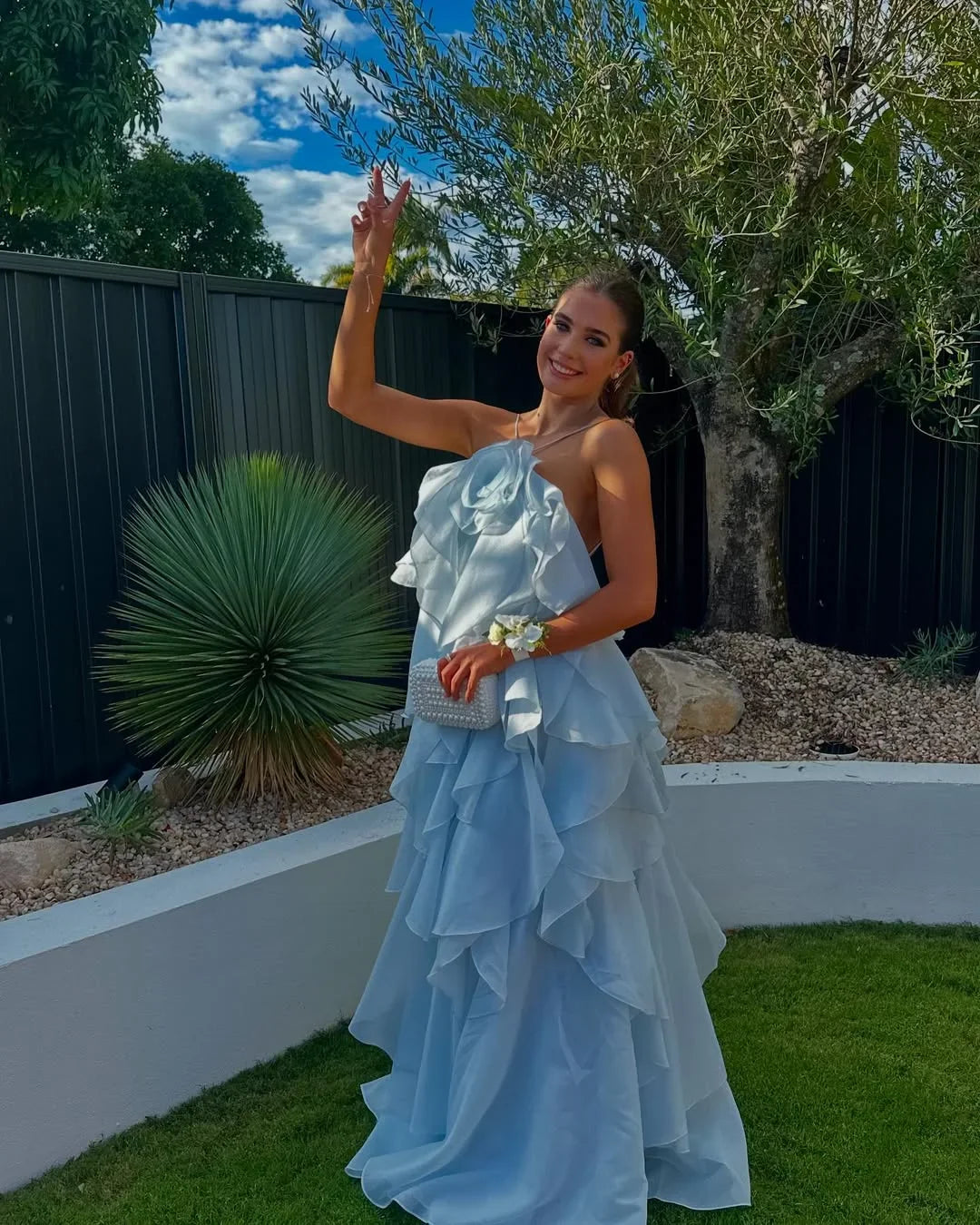 Glamorous Ruffle Formal Evening Maxi Dress — product view 7