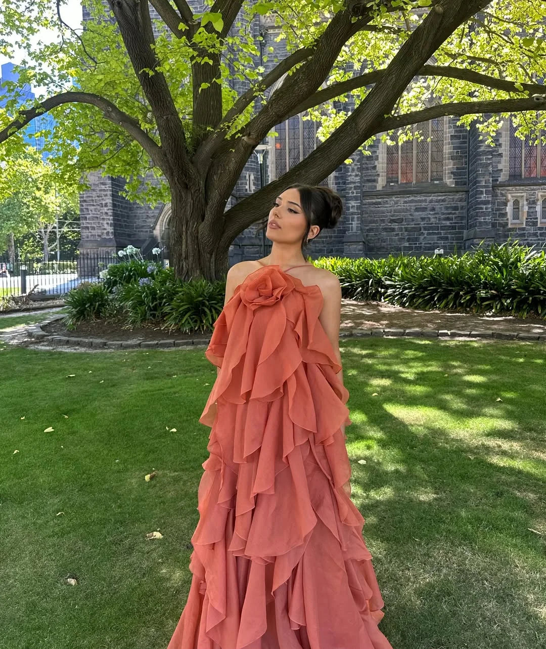 Glamorous Ruffle Formal Evening Maxi Dress — product view 1