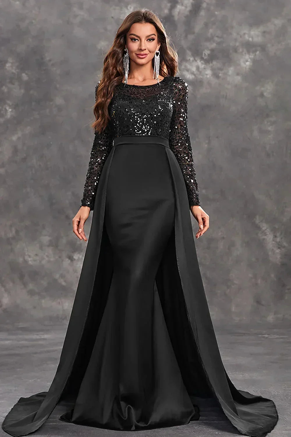 Glamorous Women's Black Sequin Formal Evening Maxi Dress — product view 1