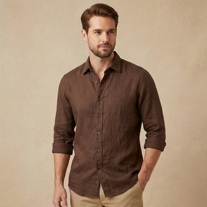 Classic Men's Long-Sleeve Summer Linen Shirt — product view 12