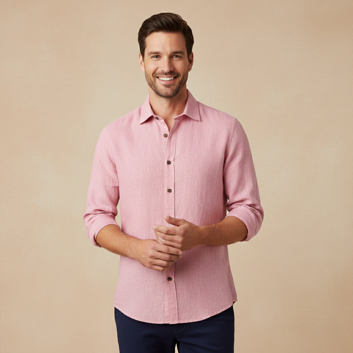 Classic Men's Long-Sleeve Summer Linen Shirt — product view 10