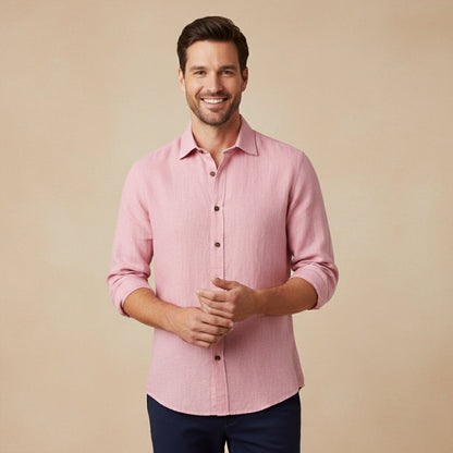 Classic Men's Long-Sleeve Summer Linen Shirt — product view 10
