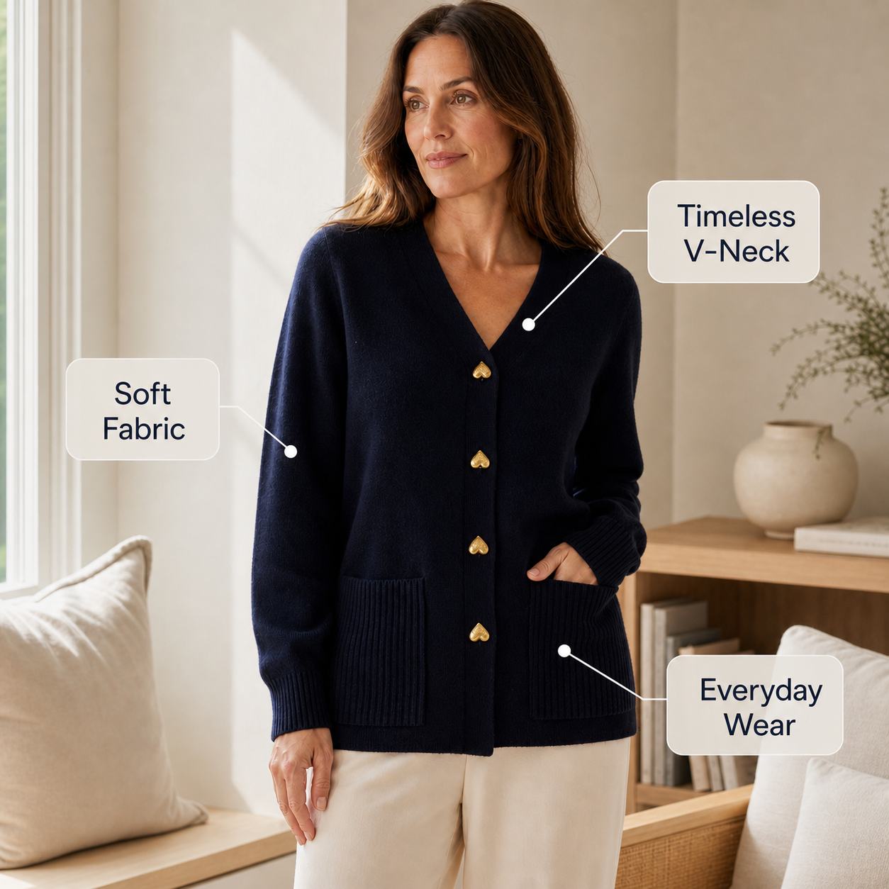 Women’s Long Cardigan | Timeless Elegance for Everyday Wear - Gallery B position 5