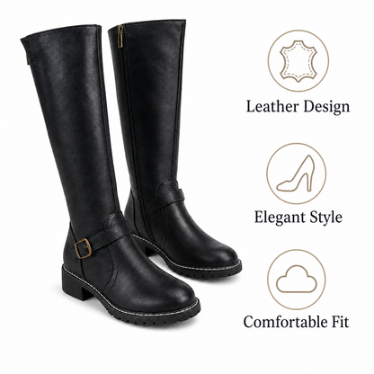Women's Leather Boots Elegant Comfortable Zipper Non-Slip Sole - Gallery A position 5