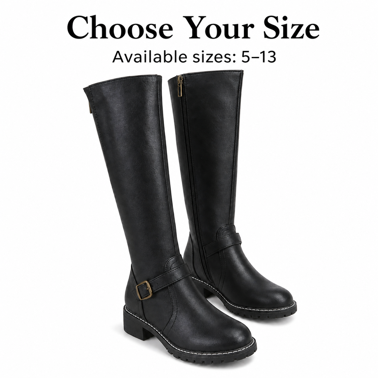 Women's Leather Boots Elegant Comfortable Zipper Non-Slip Sole - Gallery A position 6