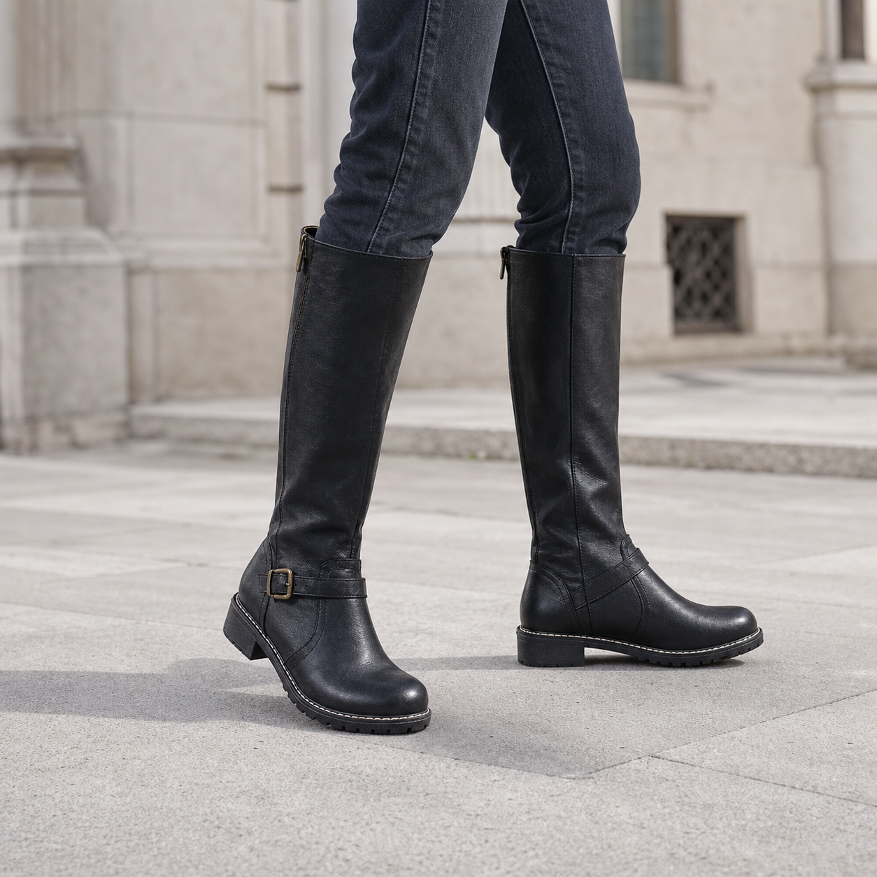 Women's Leather Boots Elegant Comfortable Zipper Non-Slip Sole - Gallery B position 1