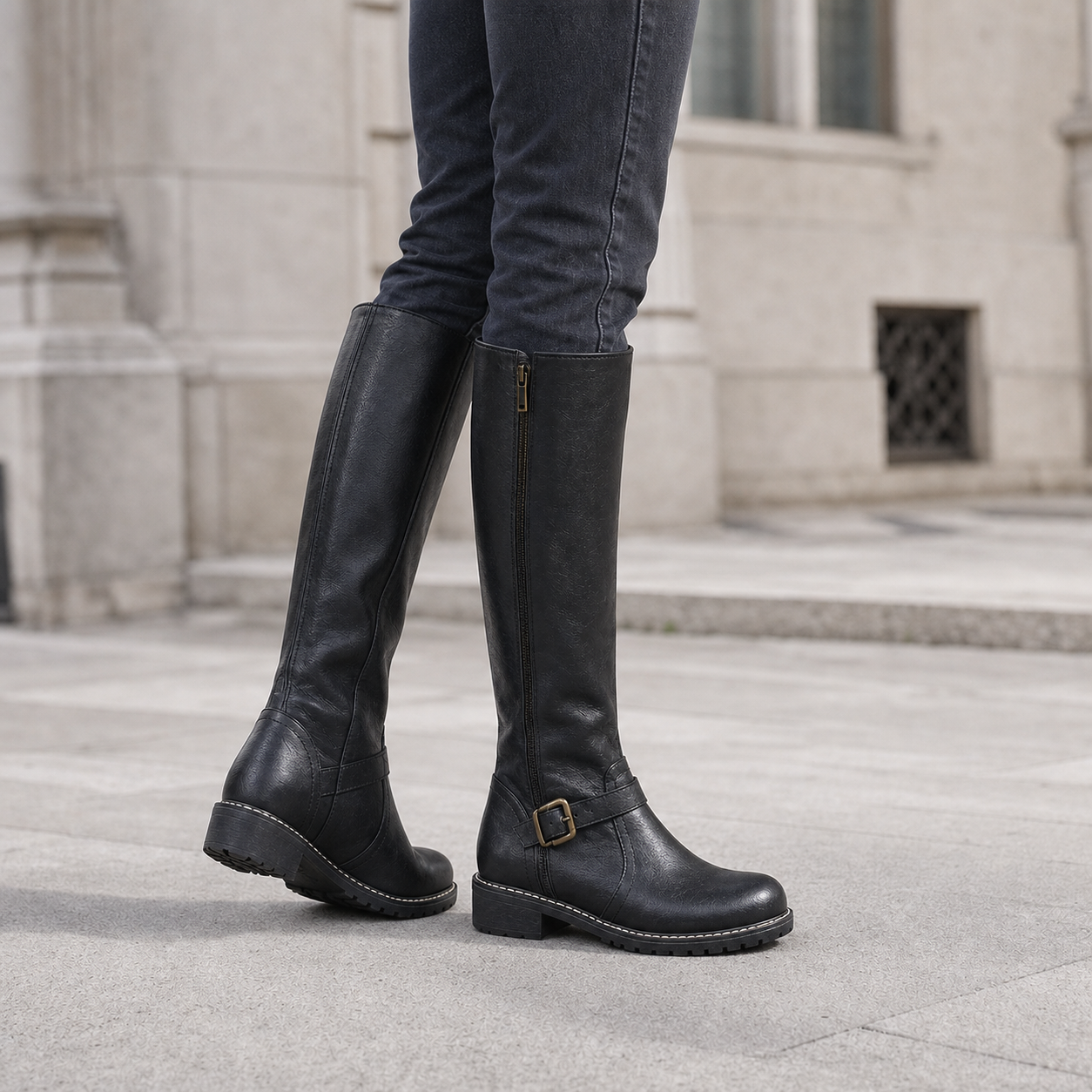 Women's Leather Boots Elegant Comfortable Zipper Non-Slip Sole - Gallery B position 3