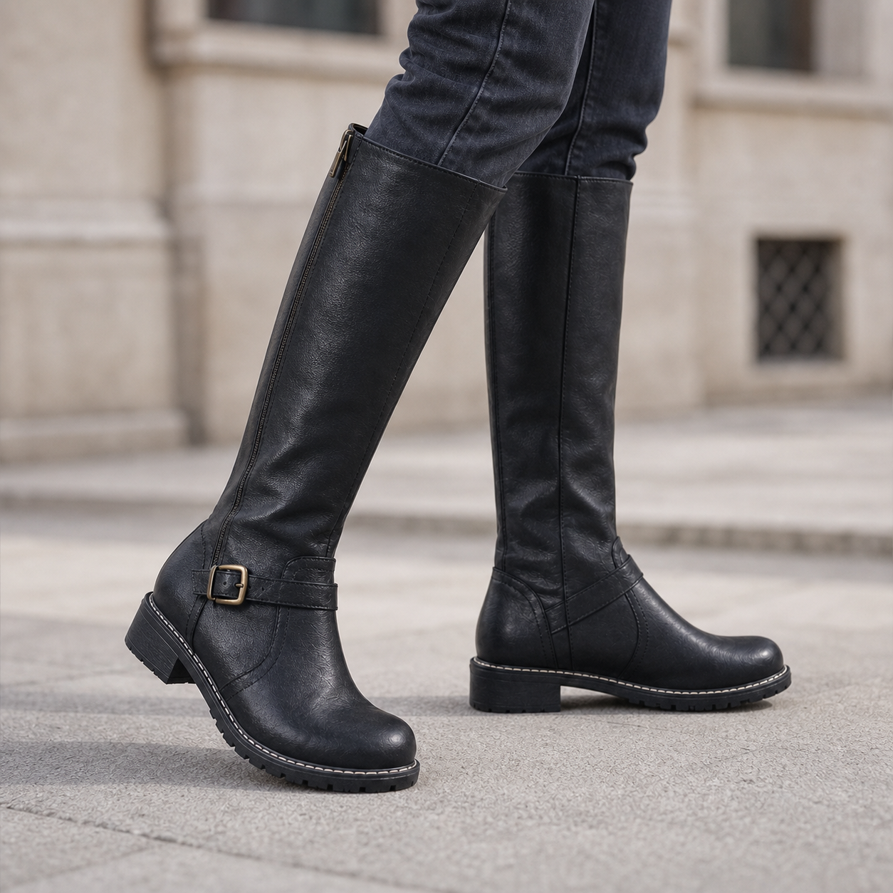 Women's Leather Boots Elegant Comfortable Zipper Non-Slip Sole - Gallery B position 4