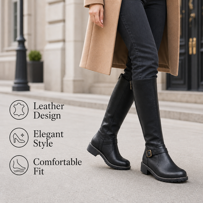 Women's Leather Boots Elegant Comfortable Zipper Non-Slip Sole - Gallery B position 5