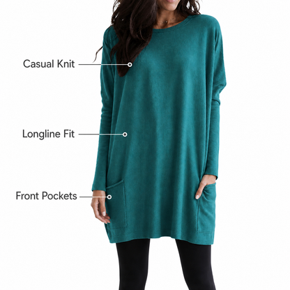 Women's Long Sweater Casual Modern Knit Top Comfortable Everyday - Gallery A position 5