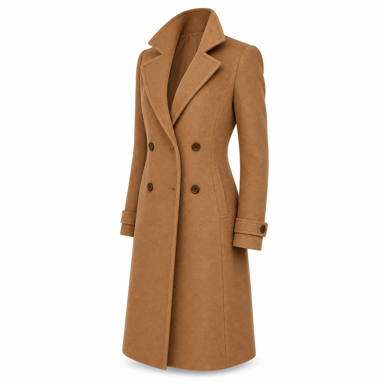Women's Long Trench Coat with Buttons Tailored Overcoat Casual Formal - Gallery A position 3