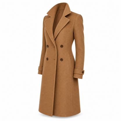 Women's Long Trench Coat with Buttons Tailored Overcoat Casual Formal - Gallery A position 3