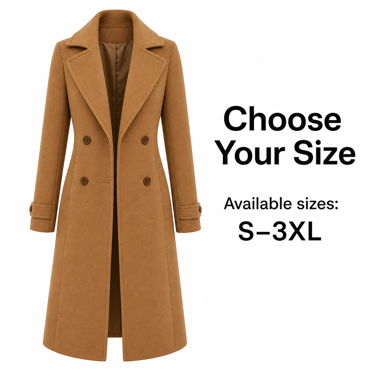 Women's Long Trench Coat with Buttons Tailored Overcoat Casual Formal - Gallery A position 6
