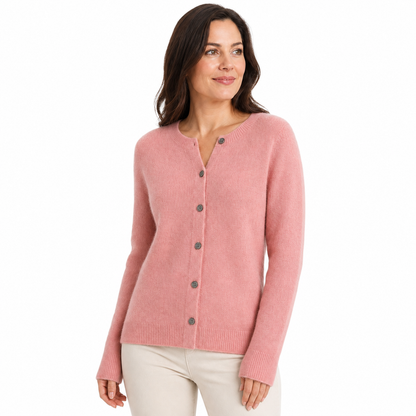 Women's Merino Wool Cardigan O-Neck Cashmere Jumper Warm Knit - Gallery A position 3