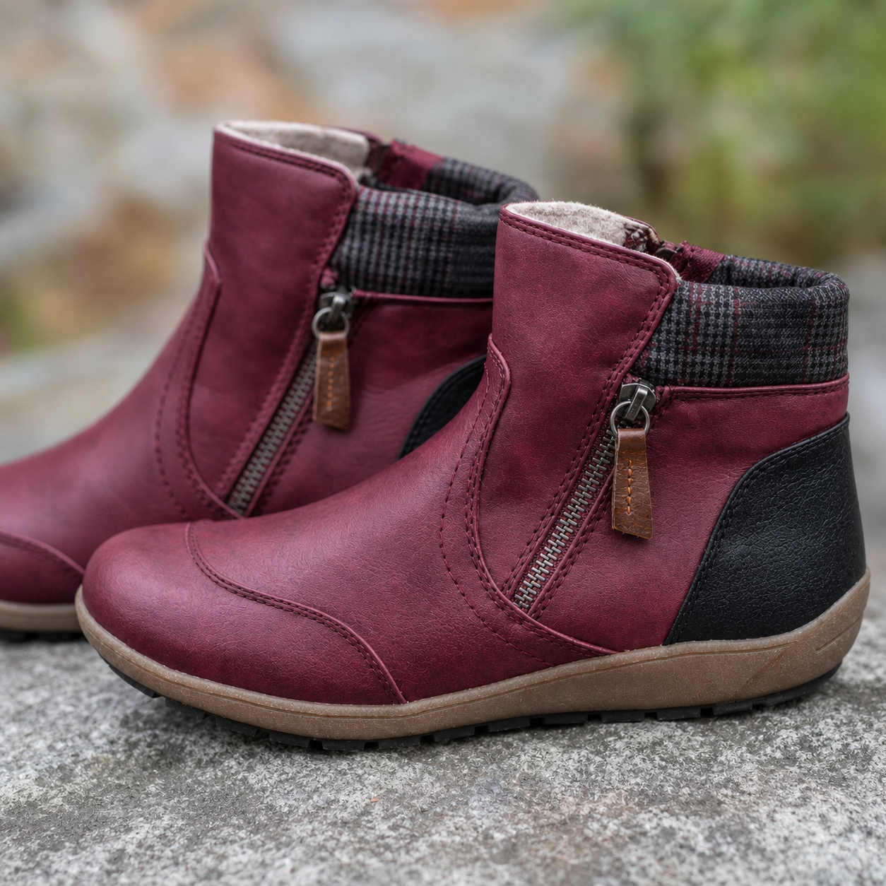 Women's Orthopedic Waterproof Ankle Boots Zipper Casual Comfort - Gallery A position 4