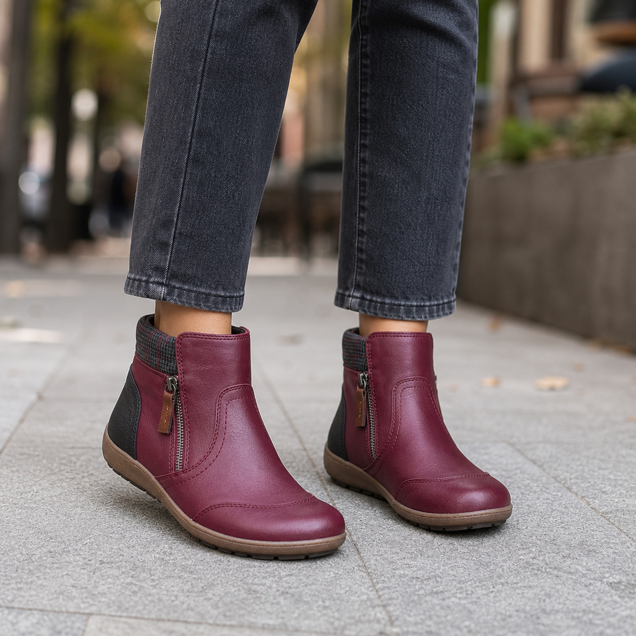 Women's Orthopedic Waterproof Ankle Boots Zipper Casual Comfort - Gallery B position 2