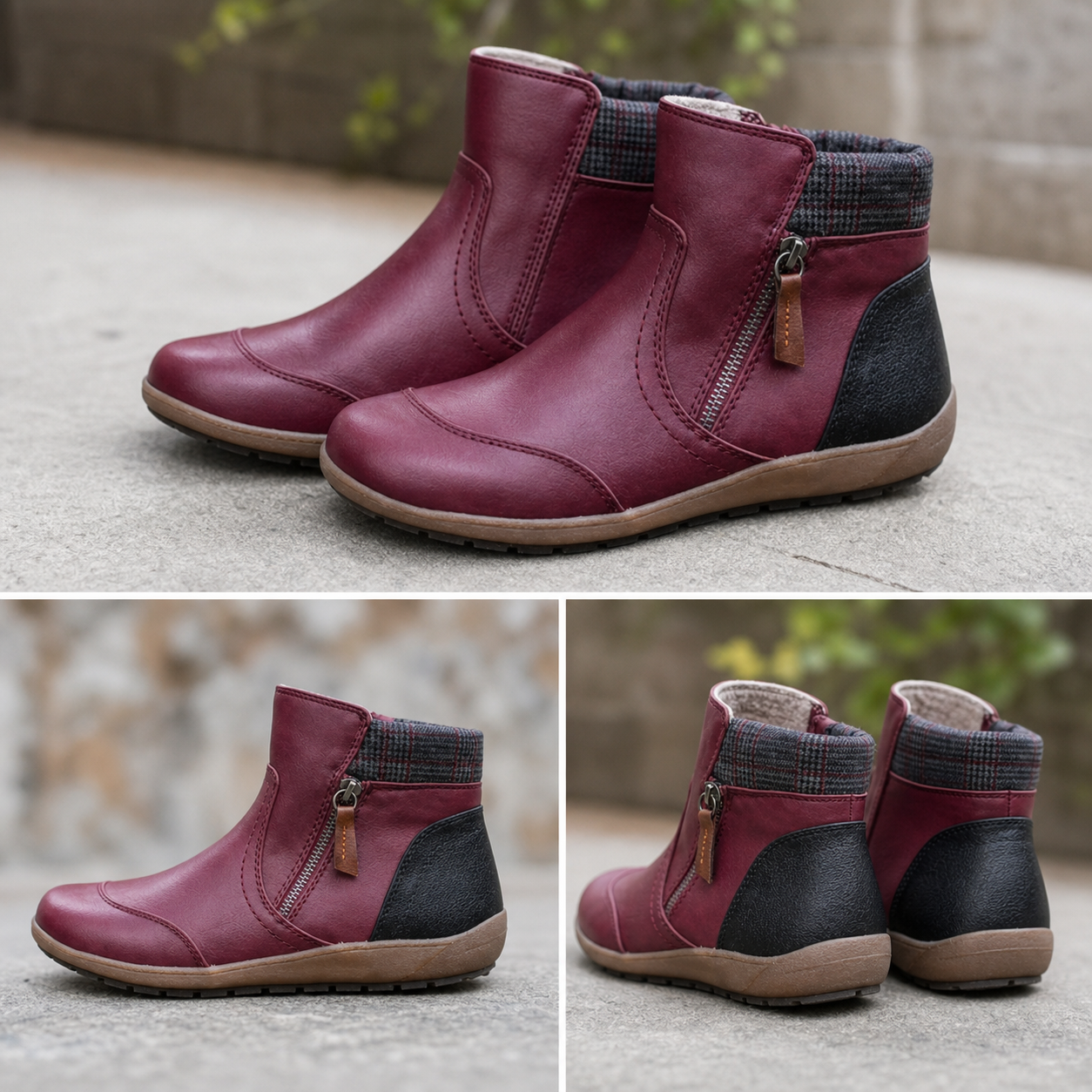 Women's Orthopedic Waterproof Ankle Boots Zipper Casual Comfort - Gallery B position 6