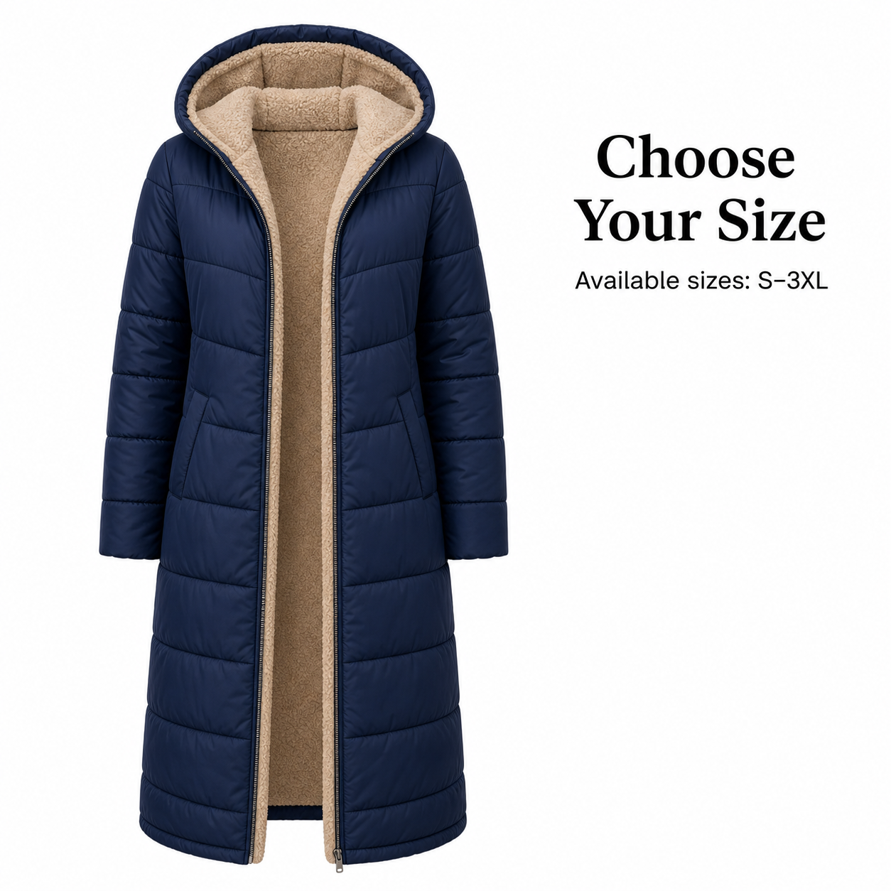 Women's Warm Hooded Winter Longline Puffer Jacket Quilted Coat - Gallery A position 6