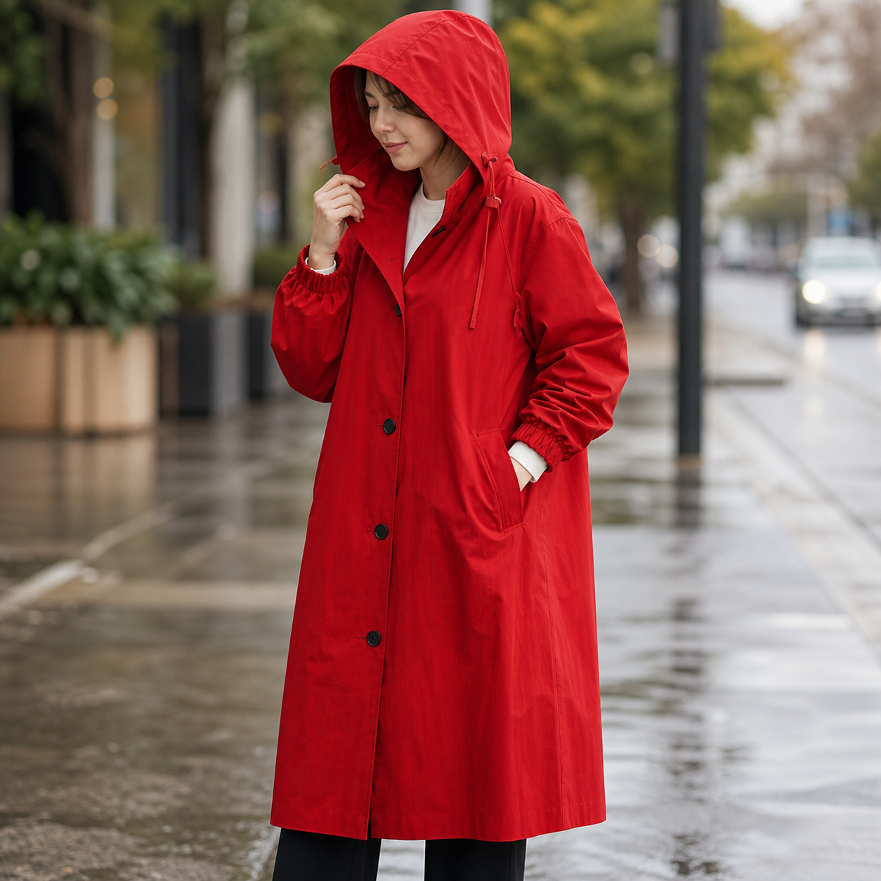 Women's Waterproof Raincoat Adjustable Fit Stylish Outdoor Weather Protection - Gallery B position 4