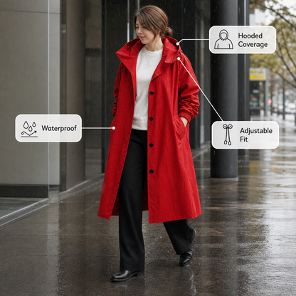 Women's Waterproof Raincoat Adjustable Fit Stylish Outdoor Weather Protection - Gallery B position 5