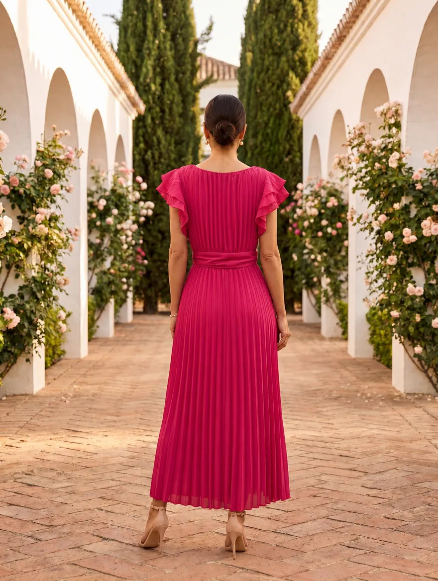 Wedding Guest Dress | Women's Short-Sleeve Pleated Ruffle, product image 2