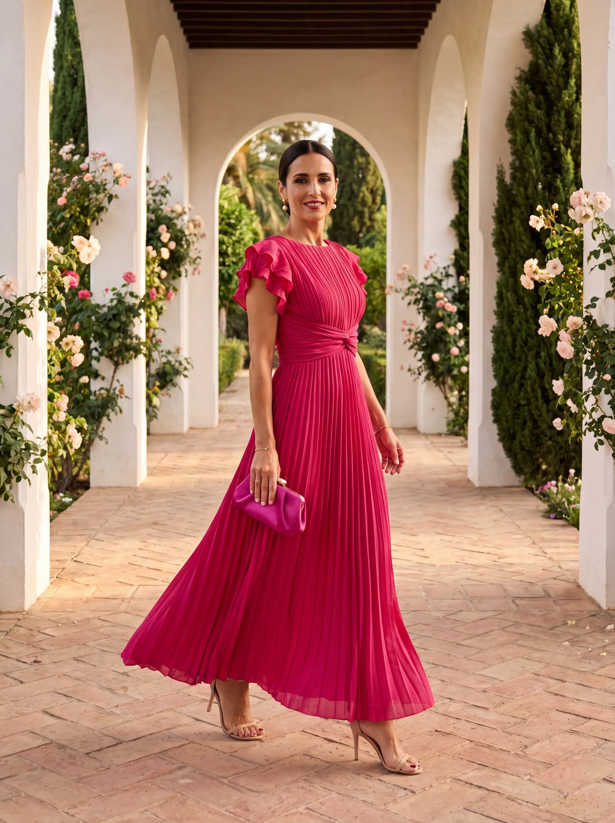 Wedding Guest Dress | Women's Short-Sleeve Pleated Ruffle, product image 3