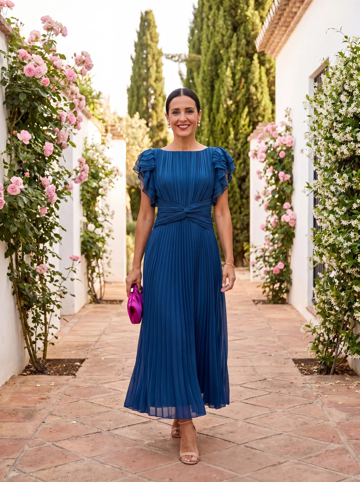 Wedding Guest Dress | Women's Short-Sleeve Pleated Ruffle, product image 5