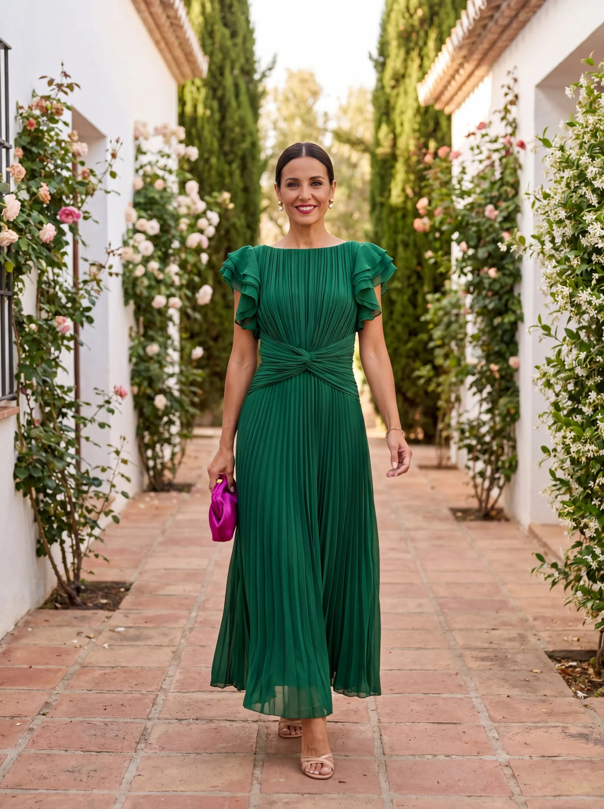 Wedding Guest Dress | Women's Short-Sleeve Pleated Ruffle, product image 6